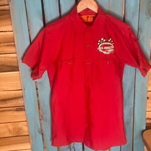 Linder Gasoline Alley Fuel Injection mechanic’s shirt red size small
